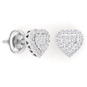 earrings heart gold stud ct ladies shaped diamond 14k round