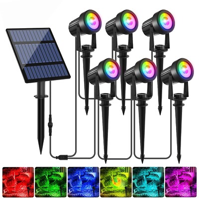 T-SUNUS Solar Spot Lights Outdoor Color Changing 6-in-1, Solar Landscape Spot...