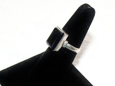 Vintage Sterling 925 Silver 4.5 Grams Polished Black Onyx Ring Size 6 Quality