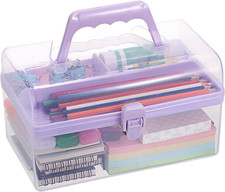 Multipurpose Plastic Craft Storage Containers with Removable Tray, Clear Plastic