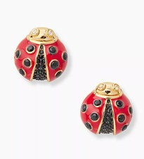 NWT Kate Spade Little Ladybug Stud Earrings Gold Tone