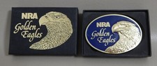 NRA Golden Eagles Belt Buckle EAGLE HEAD with Blue Background 3.5" w/ Orig Box