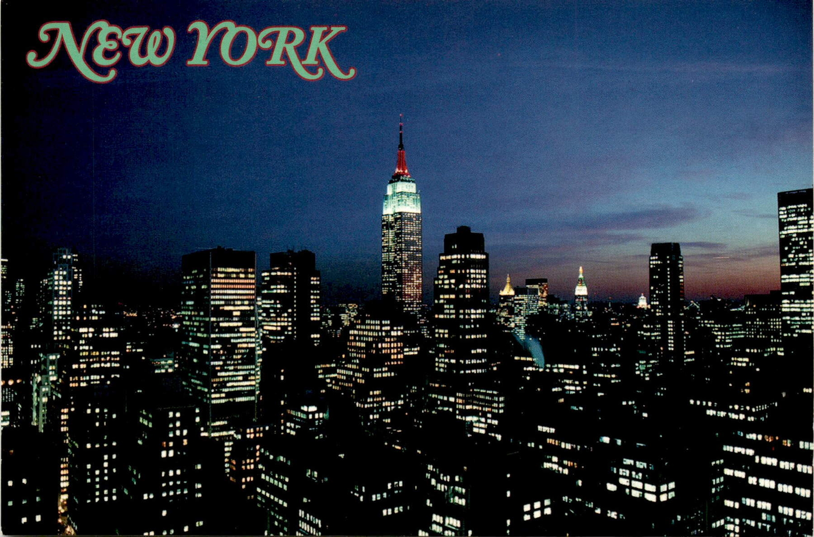 New York City Lights Empire State Building Postcard by Alan Schein