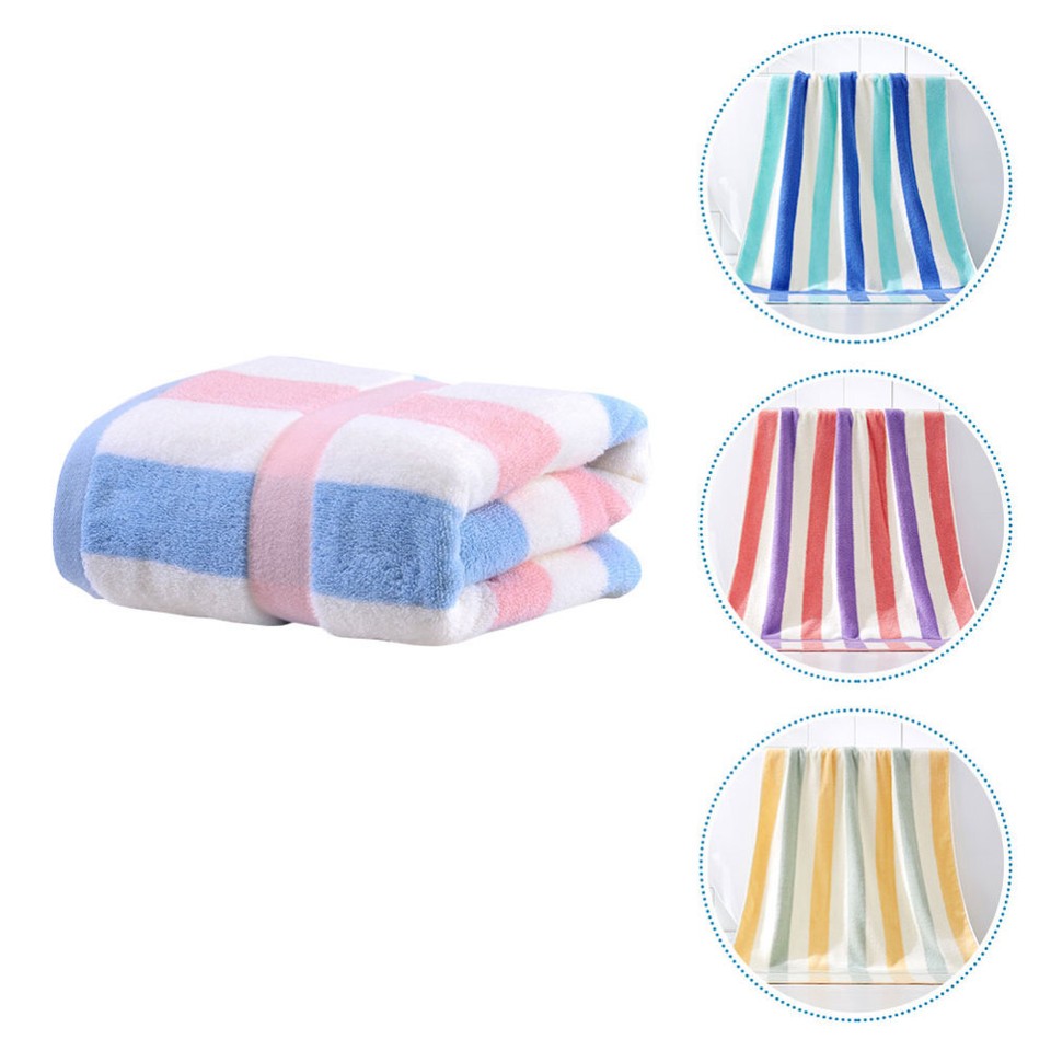4 Pieces Quick Drying Towel Striped Beach Towels Pure Cotton Bath eBay