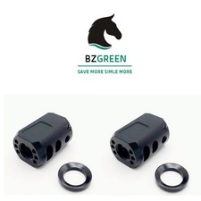 2 Pack Top Flat 1/2 28 Thread Muzzle Brake For 9mm Glock Free Crush Washer