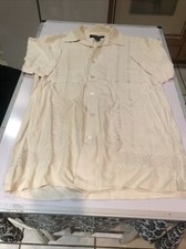 Vintage Statement Blouse  1990s Embroidered White Button Down Shirt Small