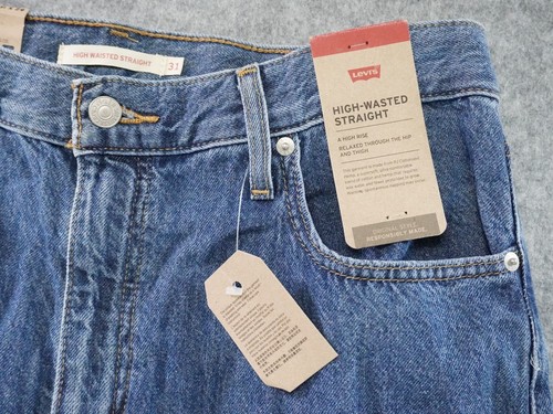 Levis Jeans Womens 31x29 High Waisted Straight Baggy Wide Leg Hemp Blend - Picture 2 of 16