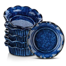 vancasso Mini Pie Pans Set of 6 5.2 Inch Ceramic Deep Dish Pie Plates with Ru...