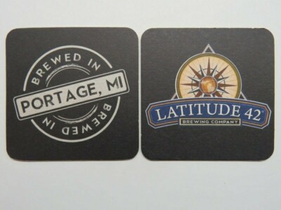 Beer Brewery Coaster ~*~ LATITUDE 42 Brewing Co ~*~ Portage, MICHIGAN Breweriana