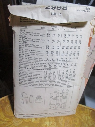 Advance Vintage 1959 Pattern #2998 Atomic Dress Separates 16 Cut RARE sew easy - Picture 3 of 5