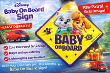 Baby On Board Car Sign Paw Patrol Girls Suction Cup Rear Window