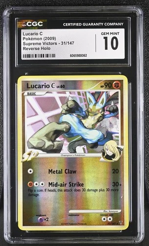 CGC 10 Lucario C 31/147 Reverse Holo Supreme Victors Pokémon Card
