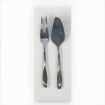 Holms & Edwards Deep Silver Rhythmic Silverplate Serving Party Pair Fork Cake