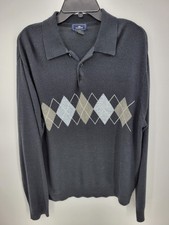 Dockers Sweater Mens Large Gray Argyle Collared Preppy Office Pullover