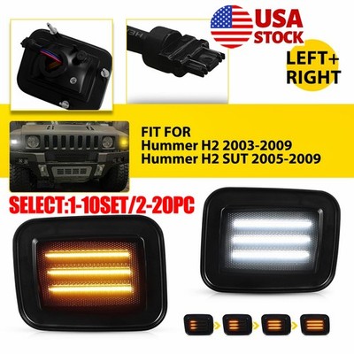 Front Bumper LED Side Marker Indicator Blinker Light For Hummer H2 SUT 2005-2009