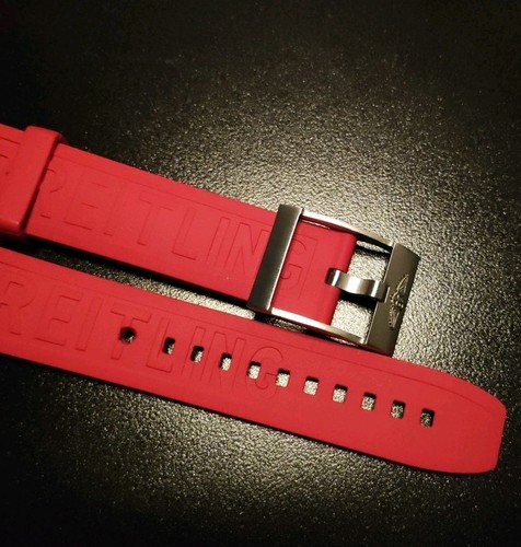 BREITLING OEM 22MM Diver Pro Rubber Strap Red Rubber Band w/ OEM Tang Buckle - Picture 7 of 9