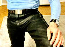 fette -Herren- LEDERJEANS / Designer-Lederhose in schwarz ca. W30, S