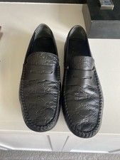 MENS Gucci Mens size 9 US Black Leather Drivers Logo Embossed