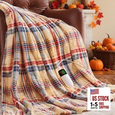 Brown Heated Blanket Electric Throw, 50X60 Heating 50"x60" Moonstone Plaid