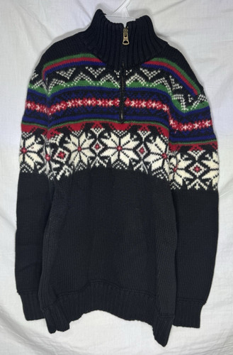Polo Ralph Lauren Nordic Fair Isle Cotton/Wool Quarter Zip Sweater Boy's Sz L