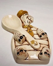 Vintage Turtle w/ Hat Spoon Rest Quirky Mid Century Kitschy Retro 70s Home Decor