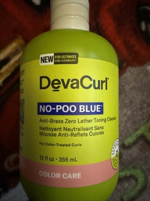 Deva Curl No-Poo Blue Anti Brass Toning Cleanser 12 fl oz For Color Treated Curl