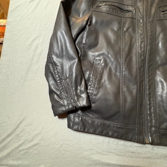 Chaqueta de montar de cuero sintético Wilsons para hombre abrigo de motocicleta grande negro Foto 3 de 4