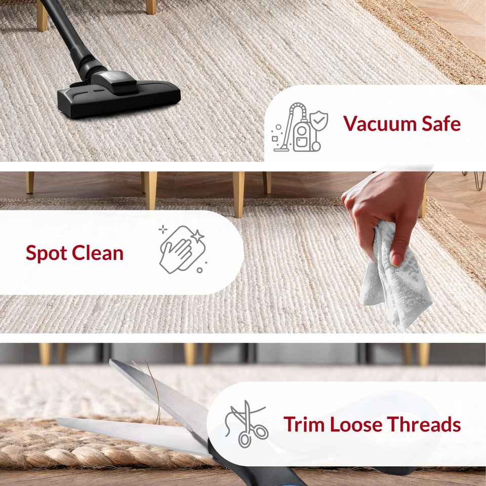 Повседневный джутовый небольшой ковер Eleonora, овальный 5 x 8 футов, белый - Изображение 3 из 4