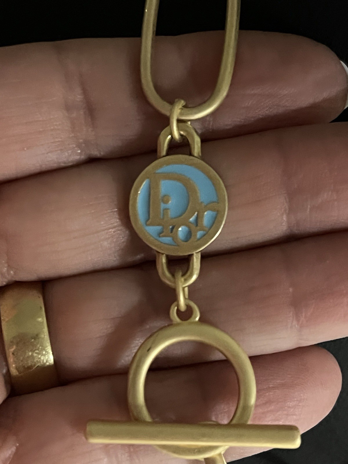 Custom Made Matte Goldtone Link Toggle Necklace W… - image 4