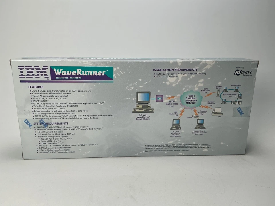 IBM WaveRunner Digital Modem ISDN Card for ISA EISA PCs New Sealed - Image 3 of 4