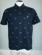 EUC Men's NAUTICA PERFORMANCE DECK POLO CLASSIC FIT Sz L Navy SS Polo Shirt