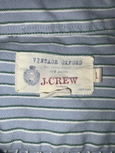 J.Crew Vintage Oxford Shirt Mens Large Blue White Stripe Long Sleeve Button Down - Picture 2 of 4