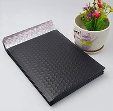 ProLine #0 6x10 Inches Extra Wide Matte Metallic Black Bubble Mailers Self Se...