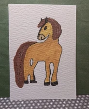 GAT Tiny Horse  ACEO Art Signed 3.5X2.5 Original Acrylic Painting  Impressionist