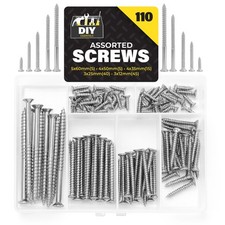 110pk Assorted Screws Steel Wood Mixed Countersunk Set in Box DIY Fixing Kit