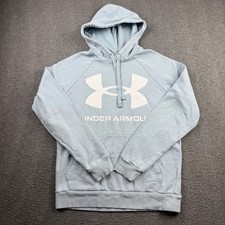 Under Armour Hoodie Womens Small Blue Rival Fleece Logo Pullover Sweatshirt