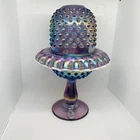 Fenton Purple Carnival Glass Hobnail Snow Crest Fairy Lamp – 2‑Piece Pedestal