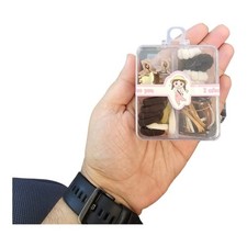 Kawaii Hair Accessories Set - Mini Claw Clips  Elastic Ties in Travel Box