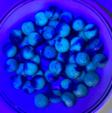 Lot of 52 Blue White Swirl Marbles UV Reactive Vaseline/Uranium
