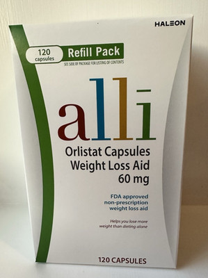 ALLI Orlistat Weight Loss Aid 60mg - - 120 Capsules - - Exp. 10/2027