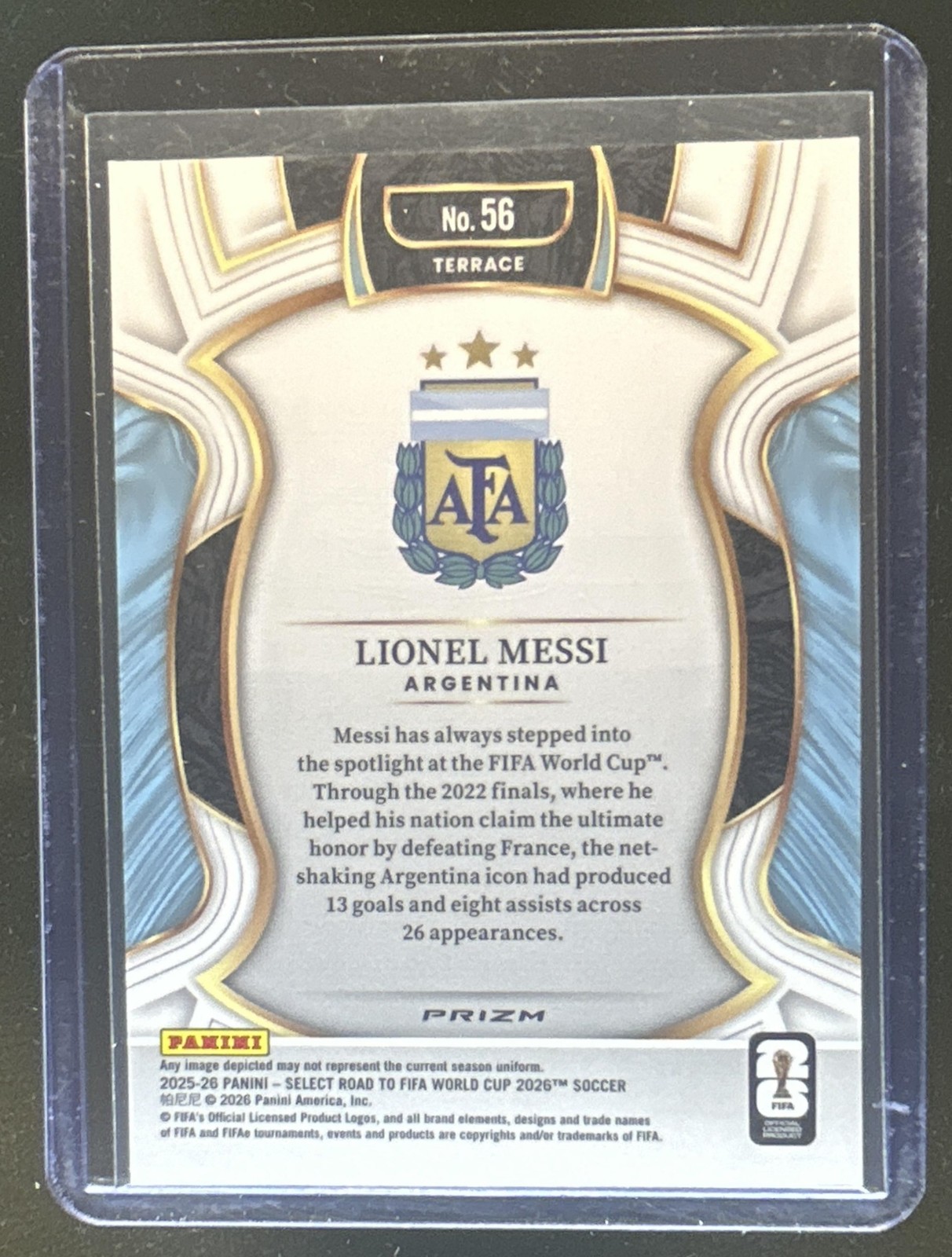 2025-26 Panini Select Road to FIFA World Cup Lionel Messi Terrace Pink Ice #56 view 2