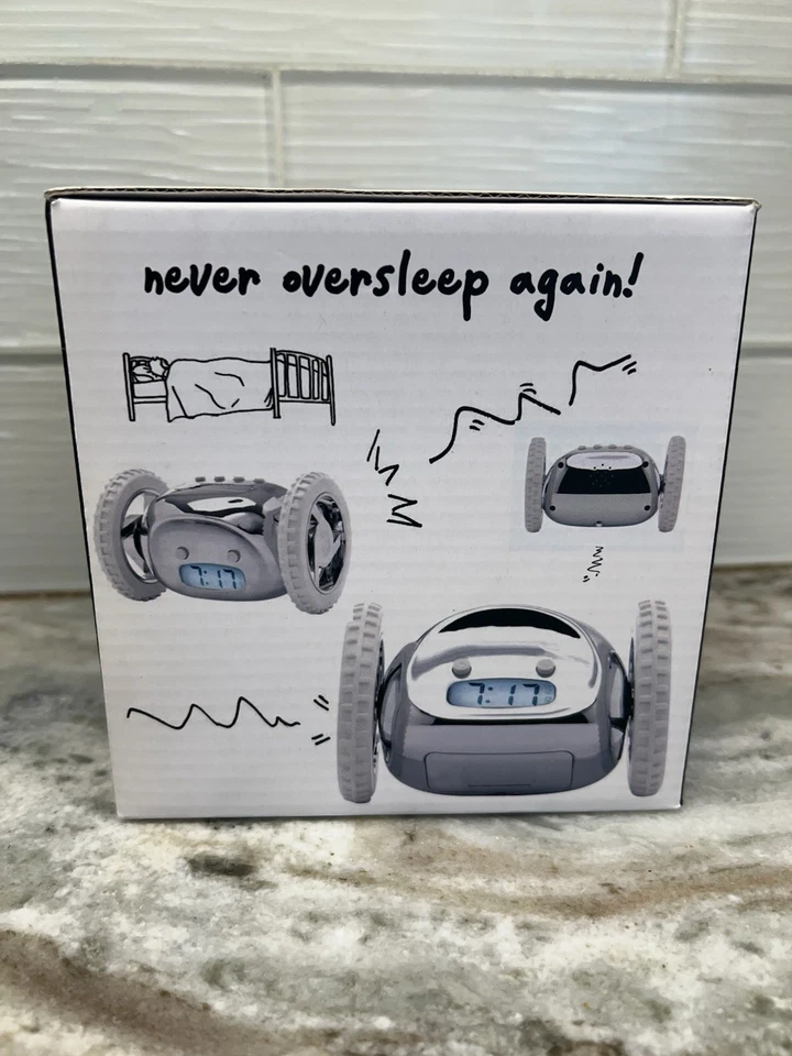 New Clocky Alarm Clock On Wheels Nanda Home Extra Loud For Heavy Sleepers Chrome - Image 2 of 4