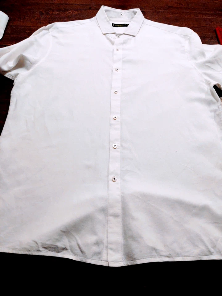 Мужская рубашка с длинным рукавом ШАНХАЙ ТАН на пуговицах спереди 100% хлопок XL белая - Изображение 3 из 4