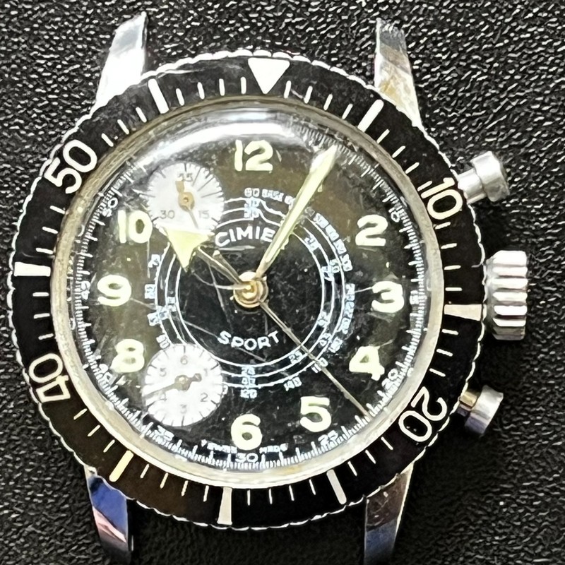 NO RESERVE Vintage Cimier Sport Chronograph Swiss Manual Wind Watch Tritium