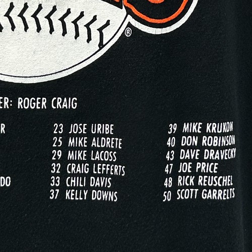 Vintage San Francisco SF Giants 1987 Roster T Shirt Mens M Medium Black 80s USA - Picture 5 of 9