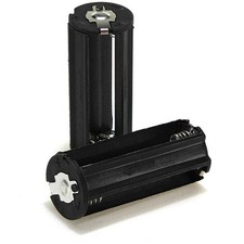2x 3-AAA Battery Holder Cylindrical Case Plastic Flashlight Round Circular Black