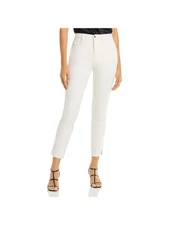 FRAME Womens White Zippered Straight-leg Side Slits High Waist Jeans 31 Waist