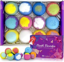 Bath Bombs for Women Gift Set 12 Pack Natural Relaxing Bath Bombs for