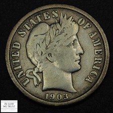 1903 O Barber Silver Dime 10C - Cleaned