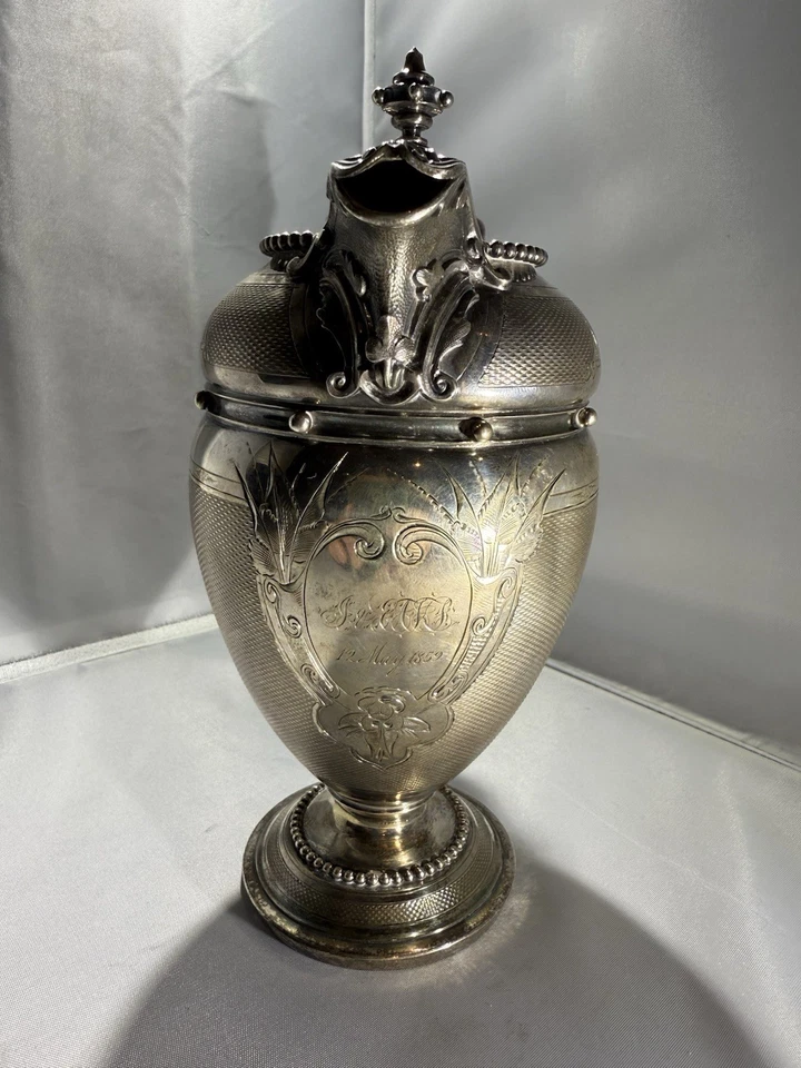 Antique Gorham Coin Silver Covered Creamer #30 Lion Anchor G c.1859 - Image 3 of 4